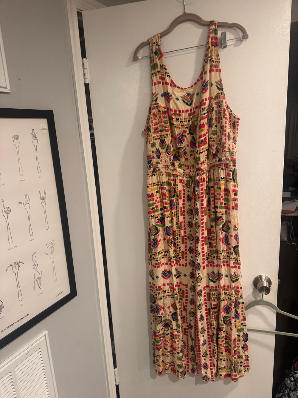 Fat Face Cream Multicolor Printed Maxi Dress Women's 18R Floral Boho casual